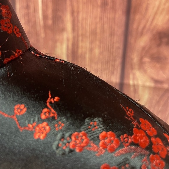 Tang Yi Oriental style traditional short sleeve satin floral blouse women’s 44 - Picture 8 of 17